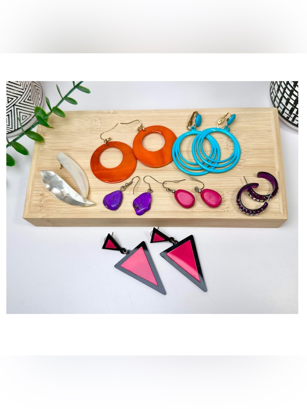 🩷Bundle of Colorful 80s-90s Vibe Earrings - 7 Pairs